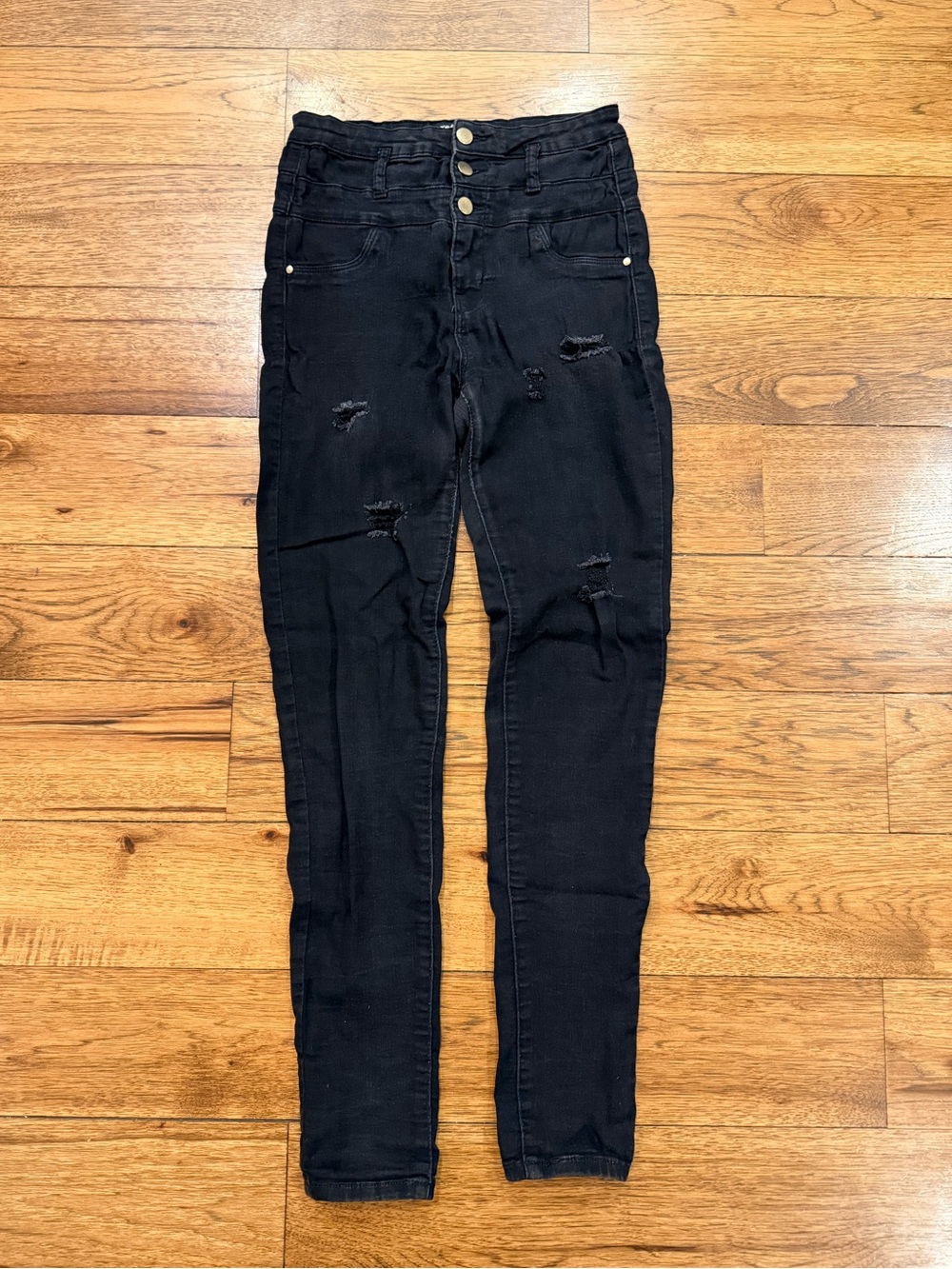 refuge Black High-Rise Skinny Distressed Jeans